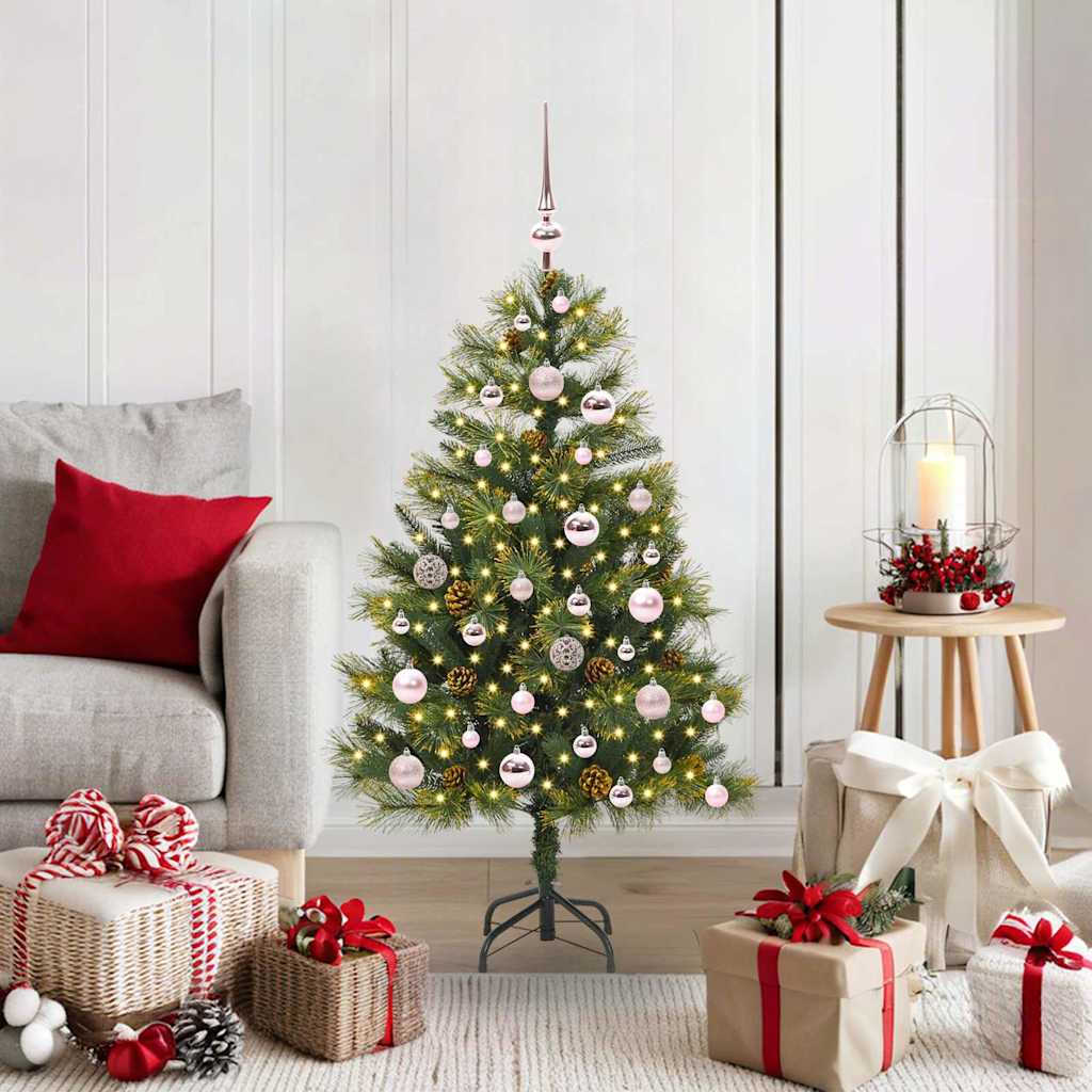 vidaXL Artificial Hinged Christmas Tree with Cones Green 120 cm - 45639