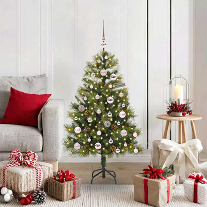 vidaXL Artificial Hinged Christmas Tree with Cones Green 120 cm - 45639