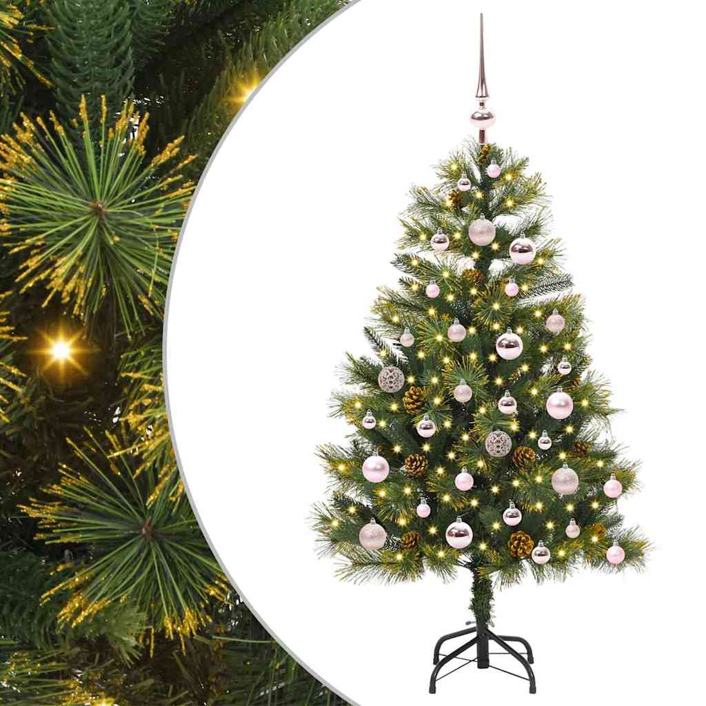 vidaXL Artificial Hinged Christmas Tree with Cones Green 120 cm - 45639