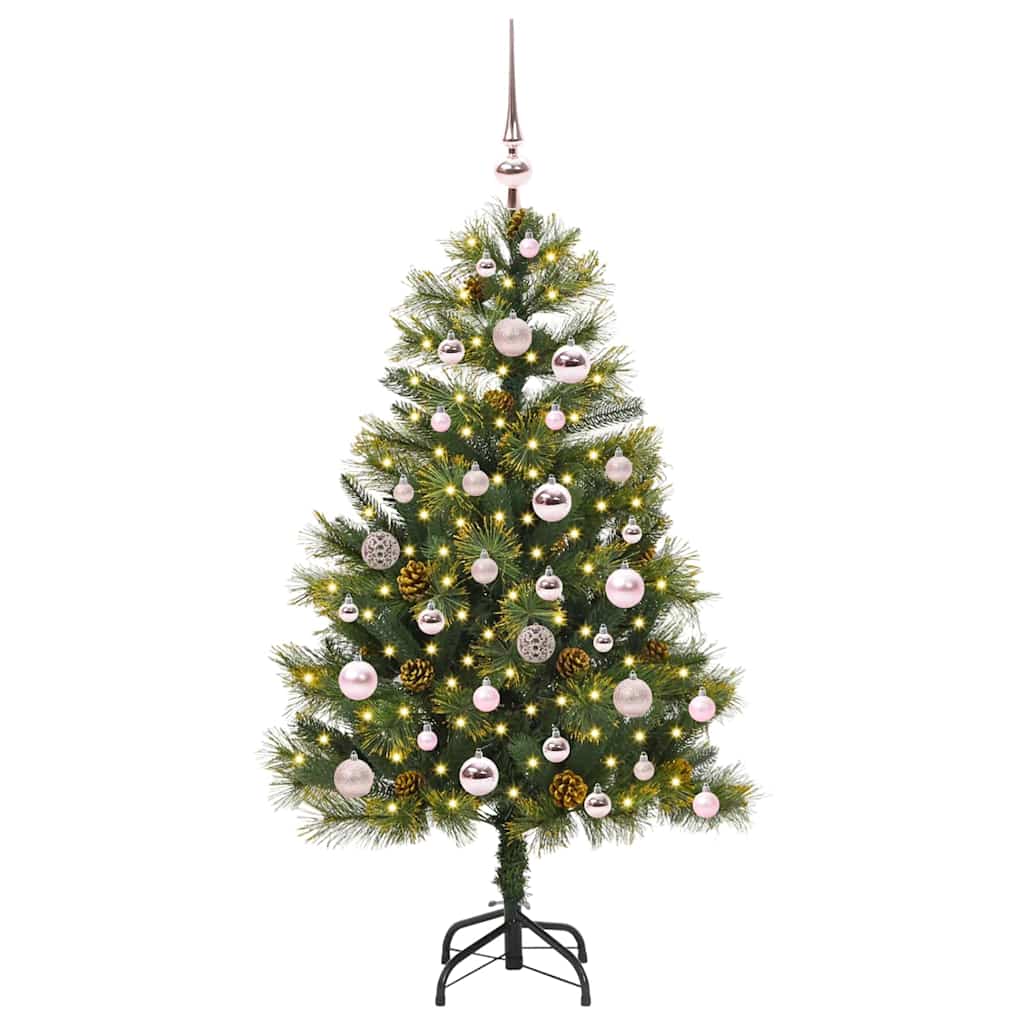 vidaXL Artificial Hinged Christmas Tree with Cones Green 120 cm - 45639