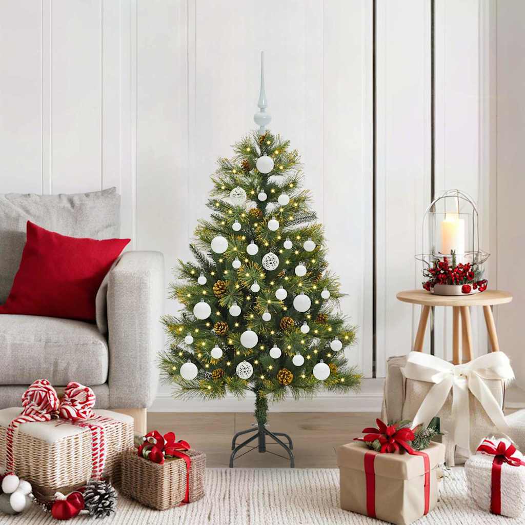 vidaXL Artificial Hinged Christmas Tree with Cones Green 120 cm - 45652