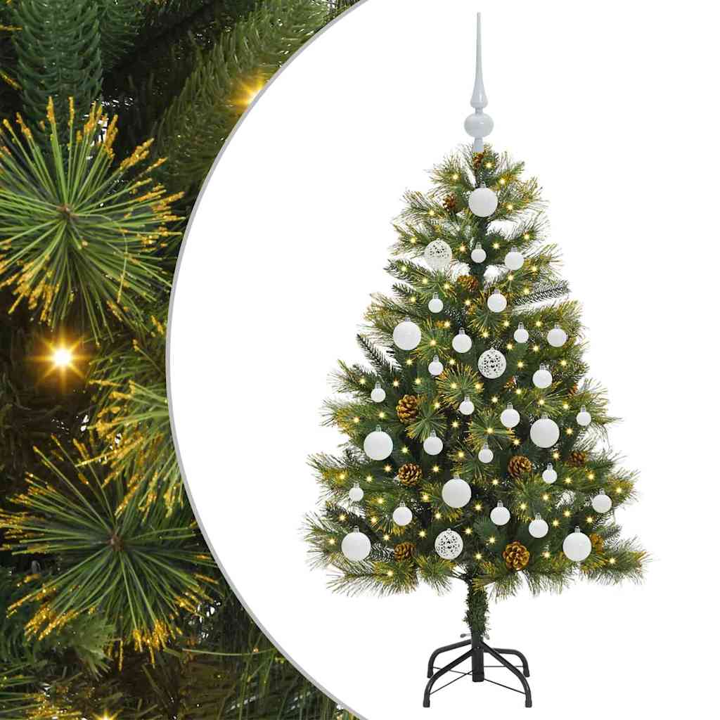 vidaXL Artificial Hinged Christmas Tree with Cones Green 120 cm - 45652