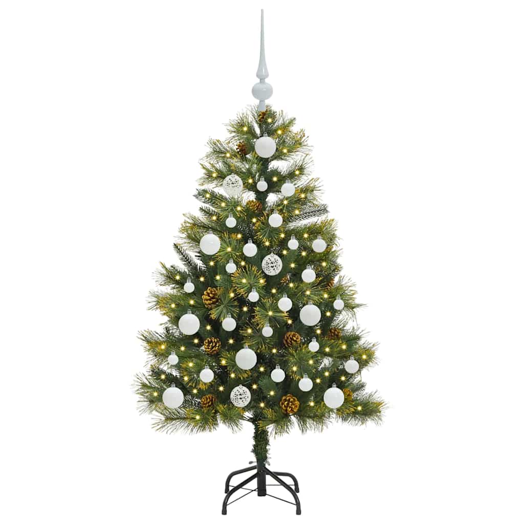 vidaXL Artificial Hinged Christmas Tree with Cones Green 120 cm - 45652