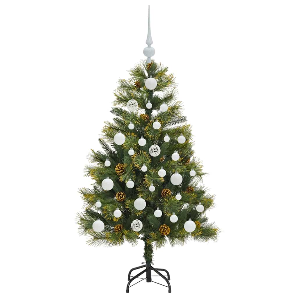 vidaXL Artificial Hinged Christmas Tree with Cones Green 120 cm - 45652