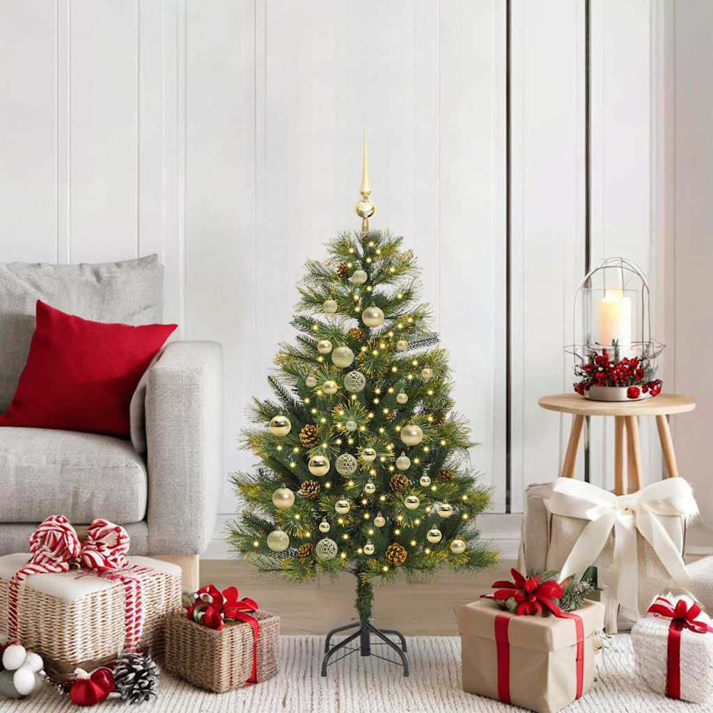 vidaXL Artificial Hinged Christmas Tree with Cones Green 120 cm - 45654