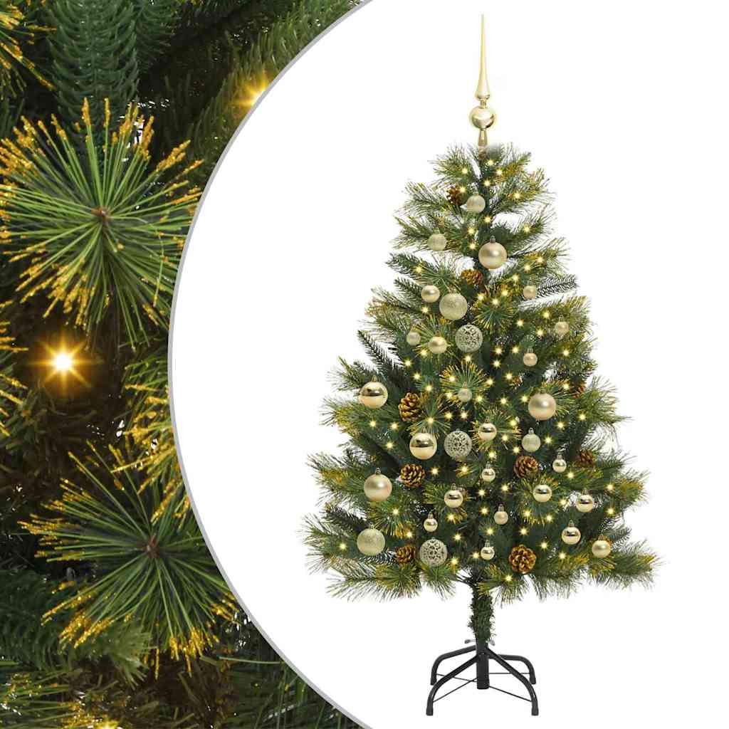 vidaXL Artificial Hinged Christmas Tree with Cones Green 120 cm - 45654