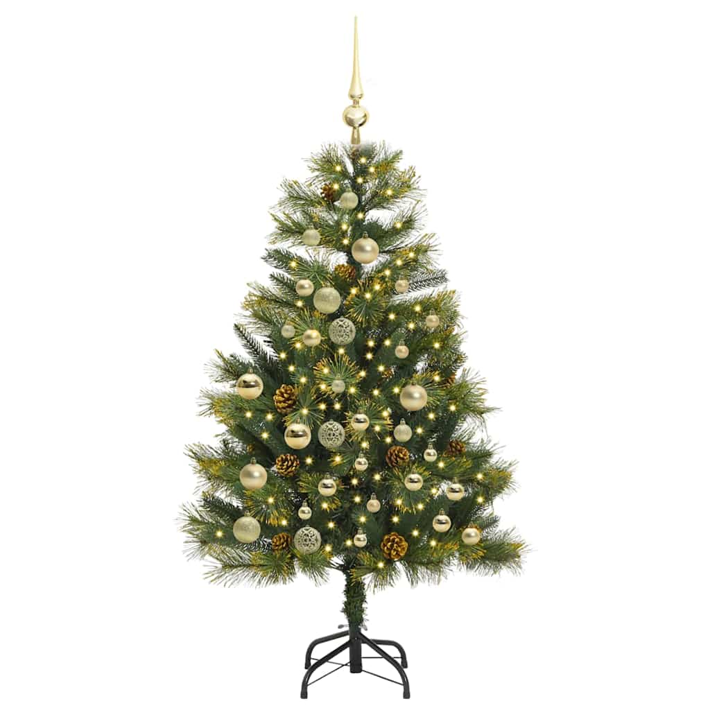 vidaXL Artificial Hinged Christmas Tree with Cones Green 120 cm - 45654