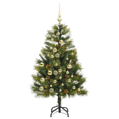 vidaXL Artificial Hinged Christmas Tree with Cones Green 120 cm - 45654