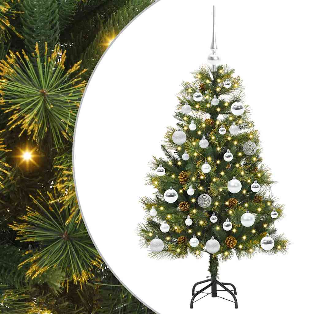 vidaXL Artificial Hinged Christmas Tree with Cones Green 120 cm - 45659