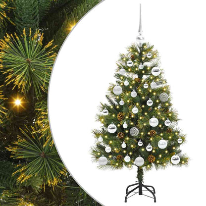 vidaXL Artificial Hinged Christmas Tree with Cones Green 120 cm - 45659