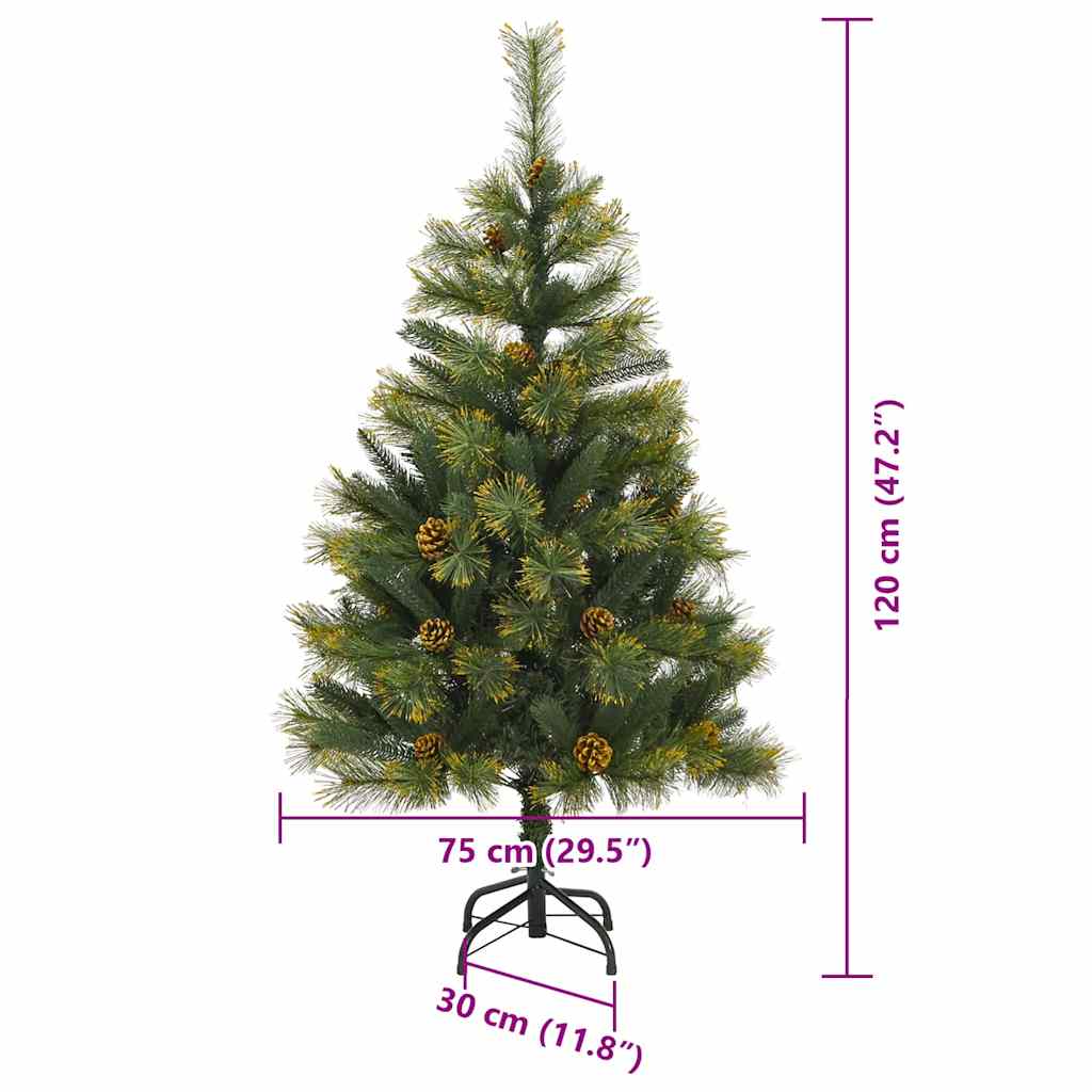 vidaXL Artificial Hinged Christmas Tree with Cones Green 120 cm - 45659