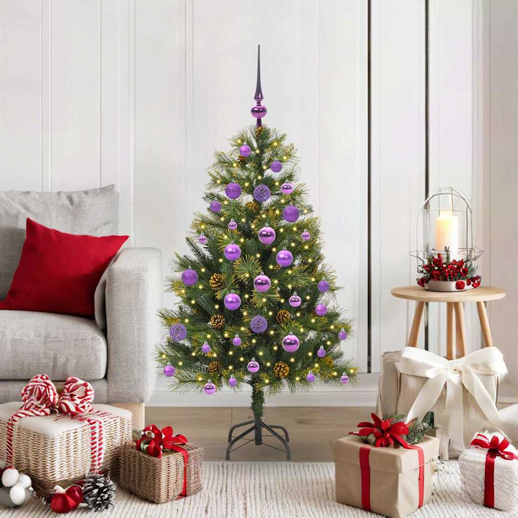 vidaXL Artificial Hinged Christmas Tree with Cones Green 120 cm - 45660