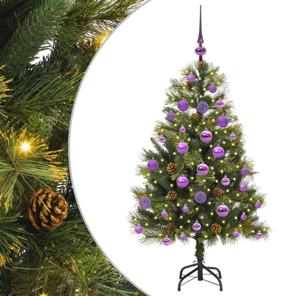 vidaXL Artificial Hinged Christmas Tree with Cones Green 120 cm - 45660