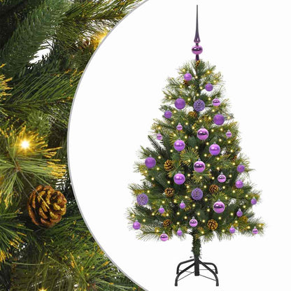 vidaXL Artificial Hinged Christmas Tree with Cones Green 120 cm - 45660