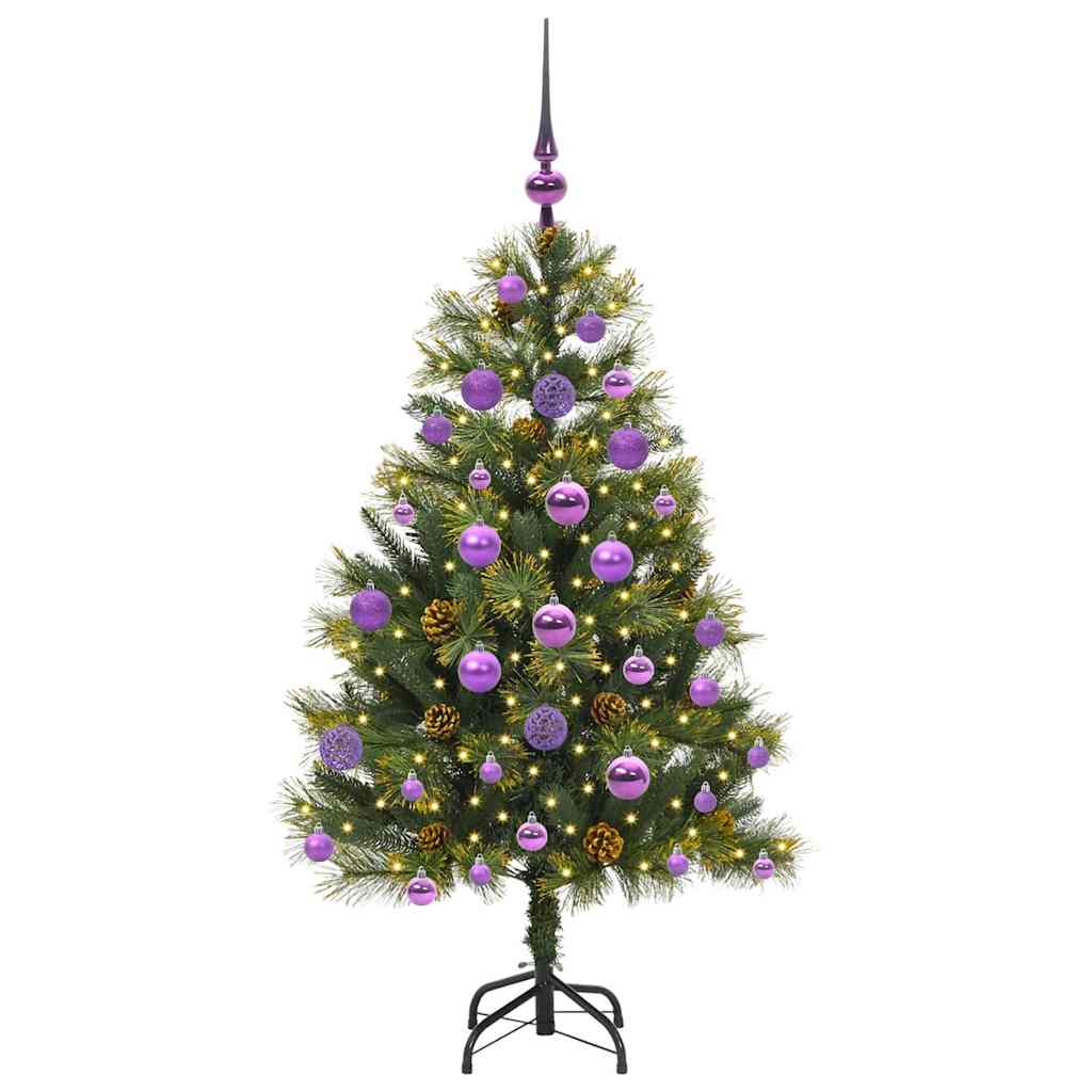 vidaXL Artificial Hinged Christmas Tree with Cones Green 120 cm - 45660