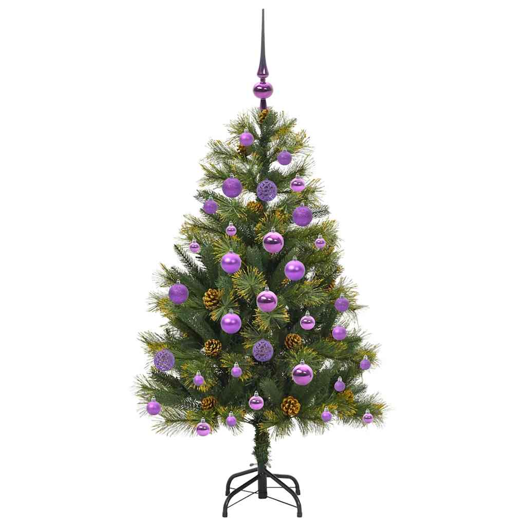 vidaXL Artificial Hinged Christmas Tree with Cones Green 120 cm - 45660