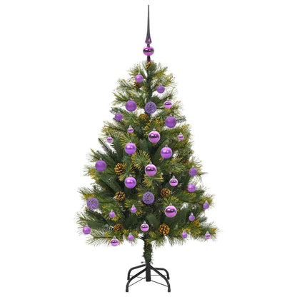 vidaXL Artificial Hinged Christmas Tree with Cones Green 120 cm - 45660