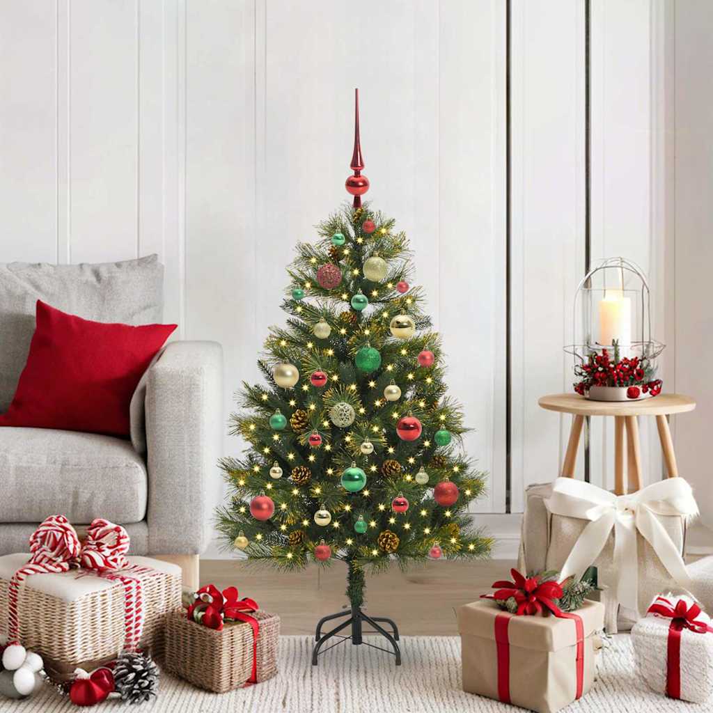 vidaXL Artificial Hinged Christmas Tree with Cones Green 120 cm - 45662