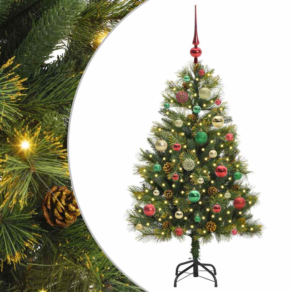 vidaXL Artificial Hinged Christmas Tree with Cones Green 120 cm - 45662