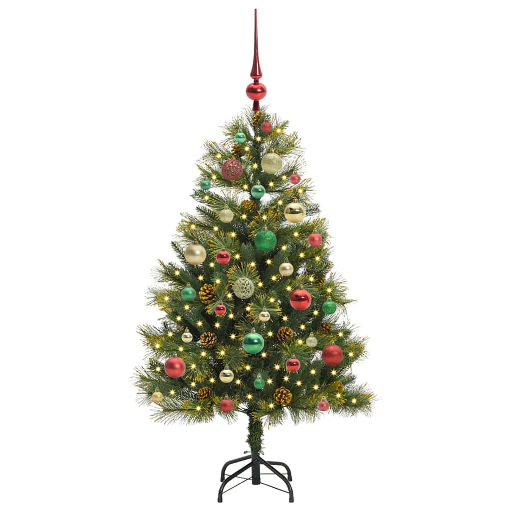 vidaXL Artificial Hinged Christmas Tree with Cones Green 120 cm - 45662