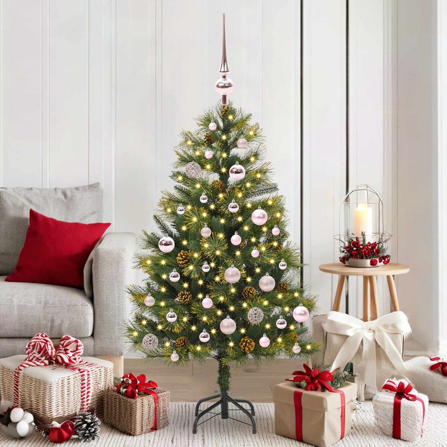 vidaXL Artificial Hinged Christmas Tree with Cones Green 150 cm - 45681