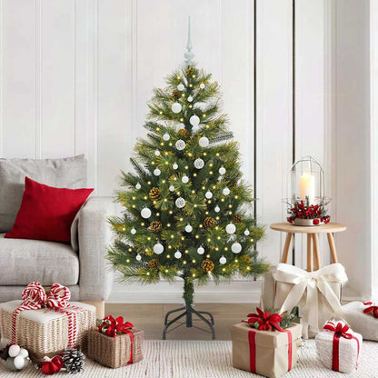 vidaXL Artificial Hinged Christmas Tree with Cones Green 150 cm - 45694
