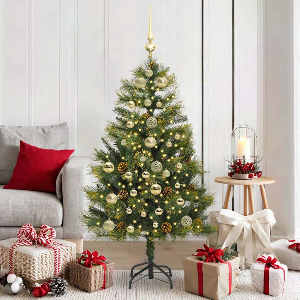 vidaXL Artificial Hinged Christmas Tree with Cones Green 150 cm - 45696