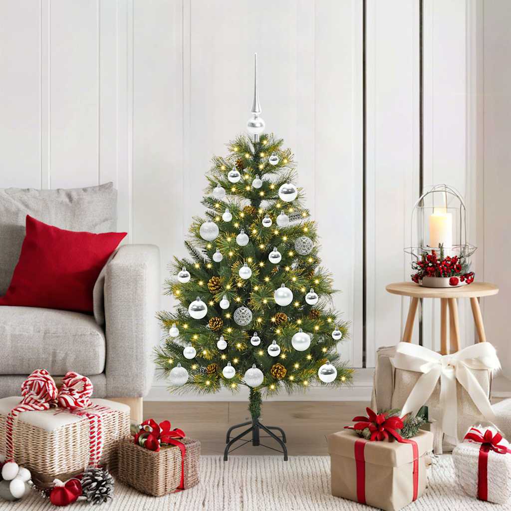 vidaXL Artificial Hinged Christmas Tree with Cones Green 150 cm - 45698