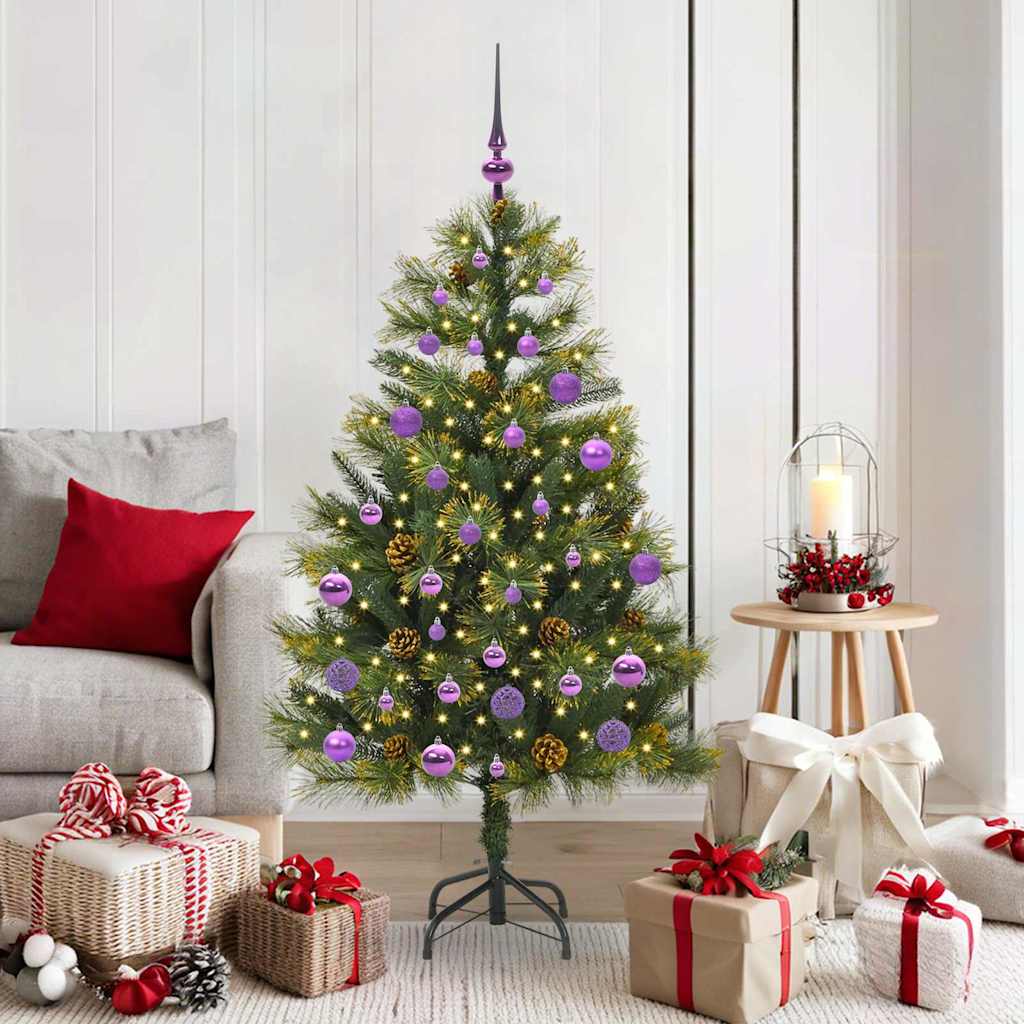 vidaXL Artificial Hinged Christmas Tree with Cones Green 150 cm - 45705