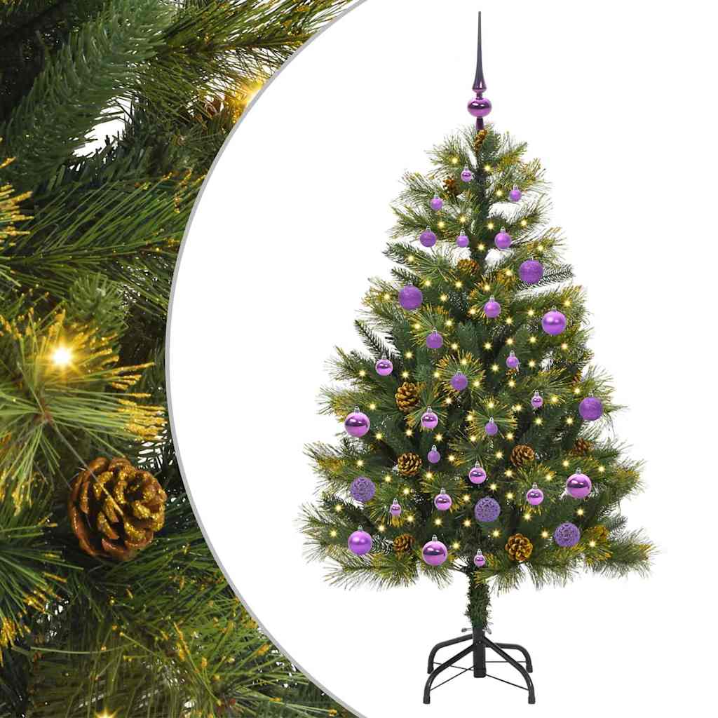 vidaXL Artificial Hinged Christmas Tree with Cones Green 150 cm - 45705