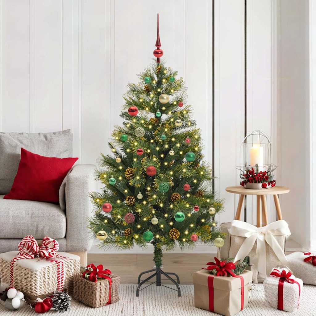 vidaXL Artificial Hinged Christmas Tree with Cones Green 150 cm - 45725
