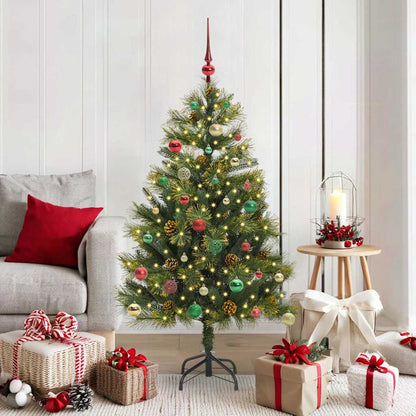 vidaXL Artificial Hinged Christmas Tree with Cones Green 150 cm - 45725