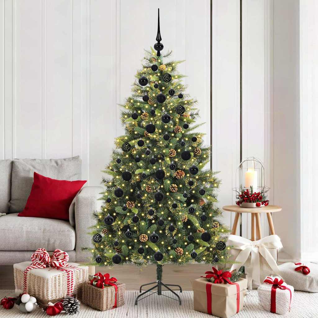 vidaXL Artificial Hinged Christmas Tree with Cones Green 180 cm