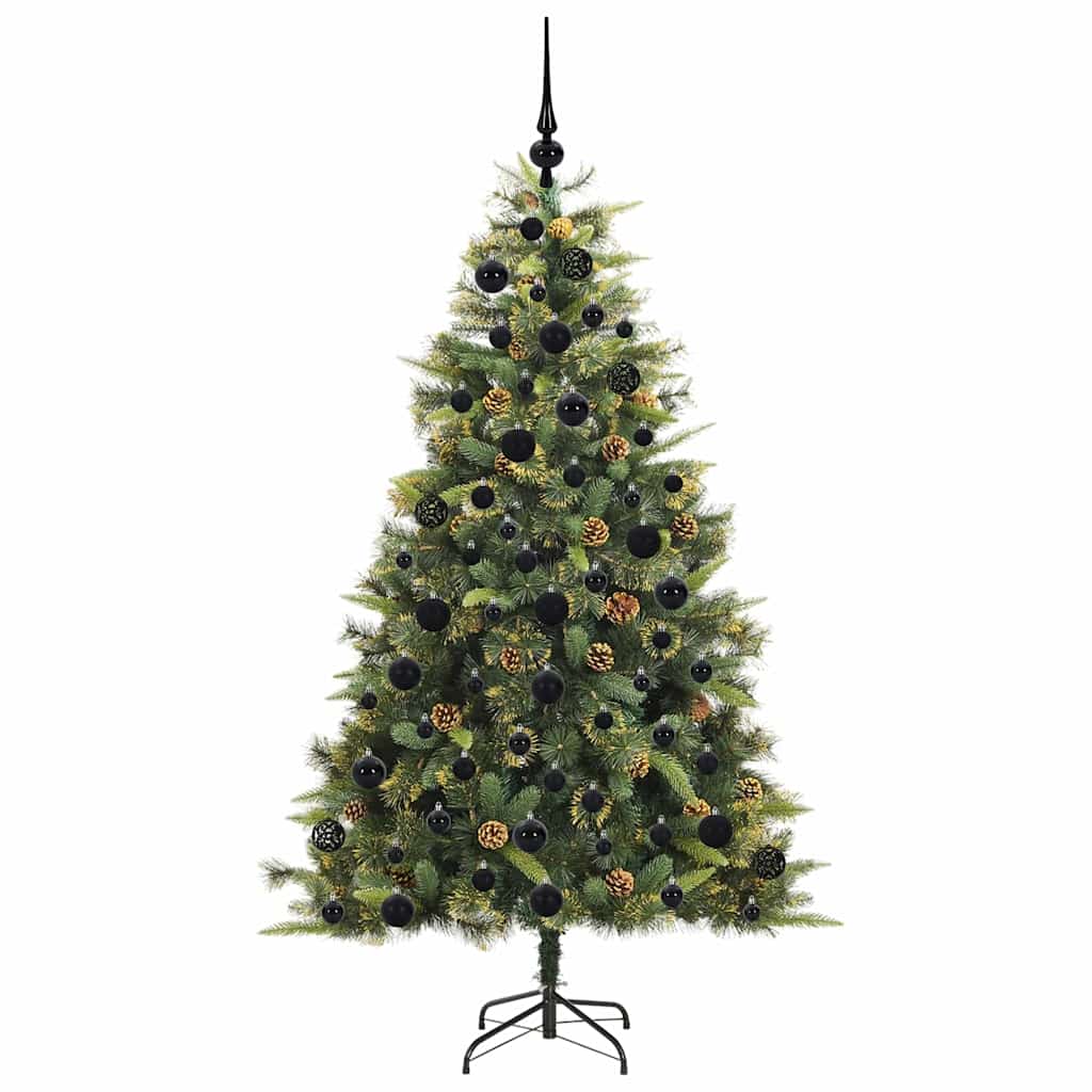 vidaXL Artificial Hinged Christmas Tree with Cones Green 180 cm
