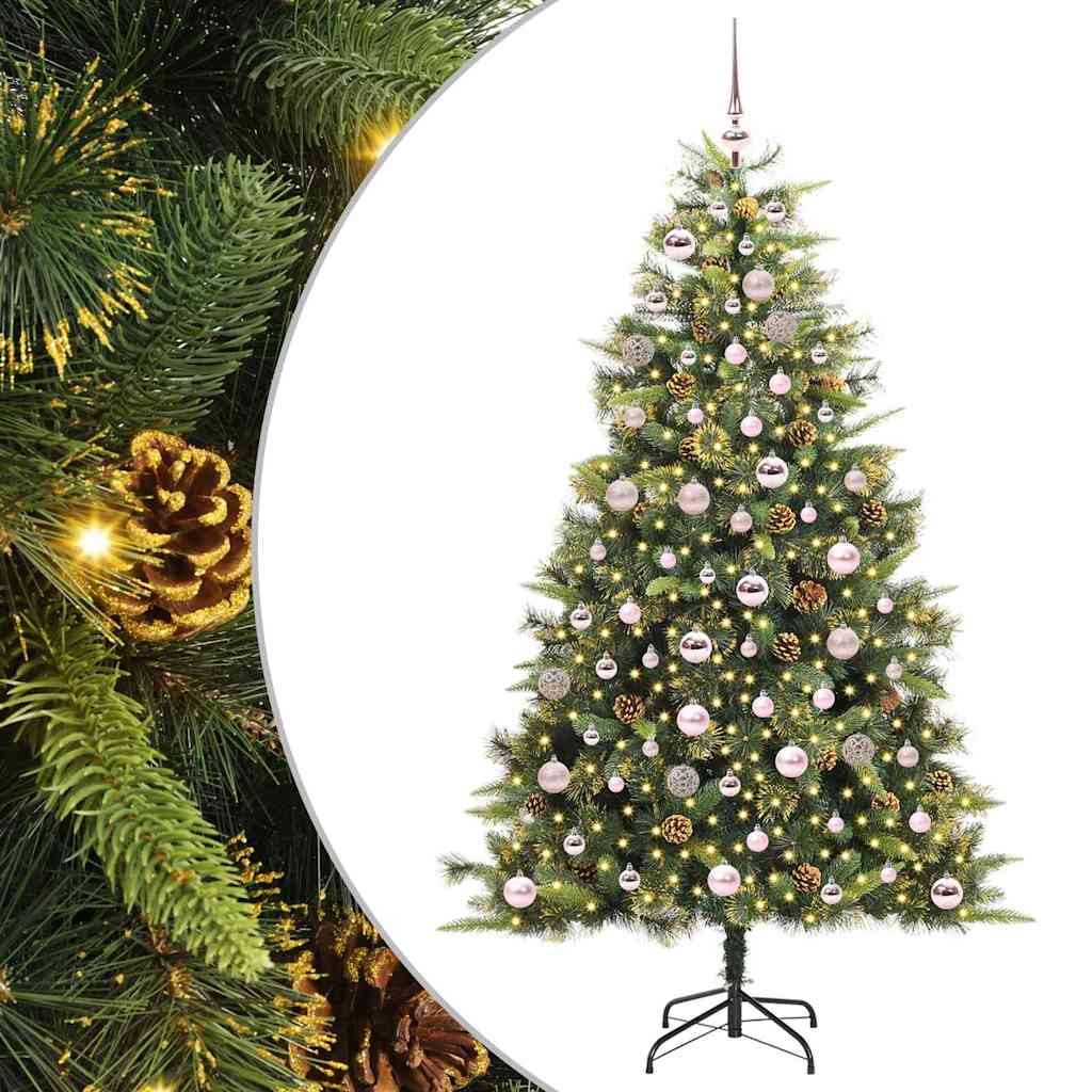 vidaXL Artificial Hinged Christmas Tree with Cones Green 180 cm - 45728