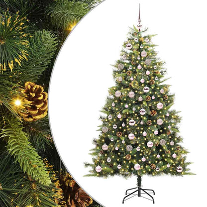 vidaXL Artificial Hinged Christmas Tree with Cones Green 180 cm - 45728