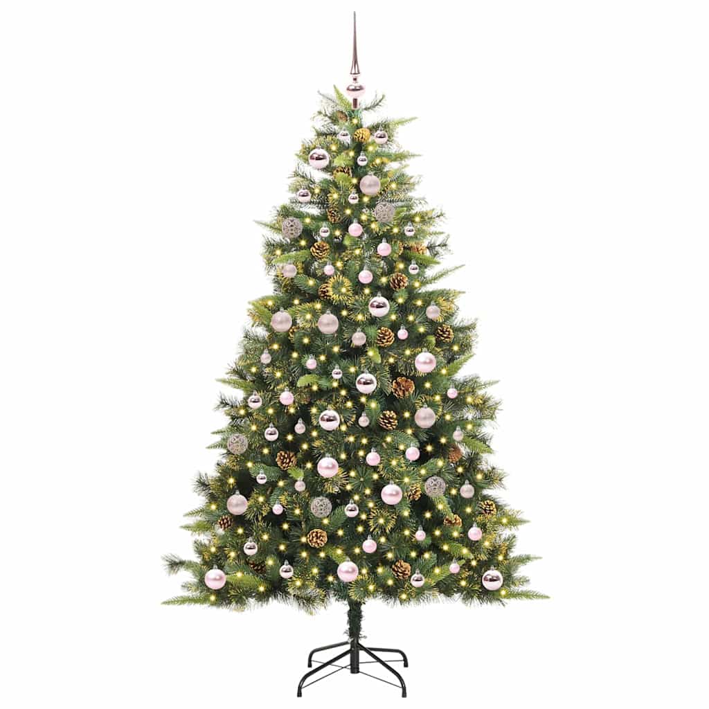 vidaXL Artificial Hinged Christmas Tree with Cones Green 180 cm - 45728