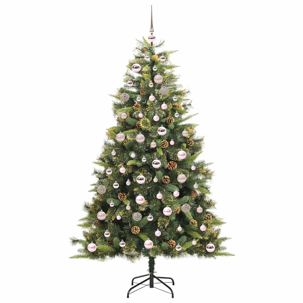 vidaXL Artificial Hinged Christmas Tree with Cones Green 180 cm - 45728