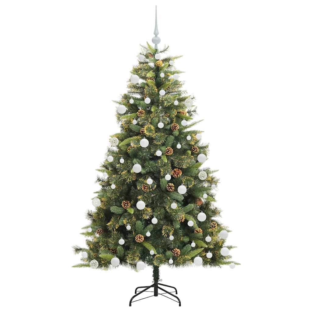 vidaXL Artificial Hinged Christmas Tree with Cones Green 180 cm - 45733
