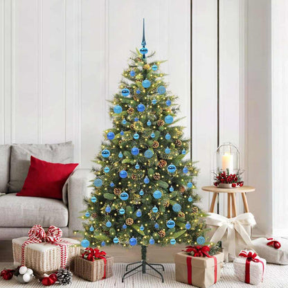 vidaXL Artificial Hinged Christmas Tree with Cones Green 180 cm - 45738