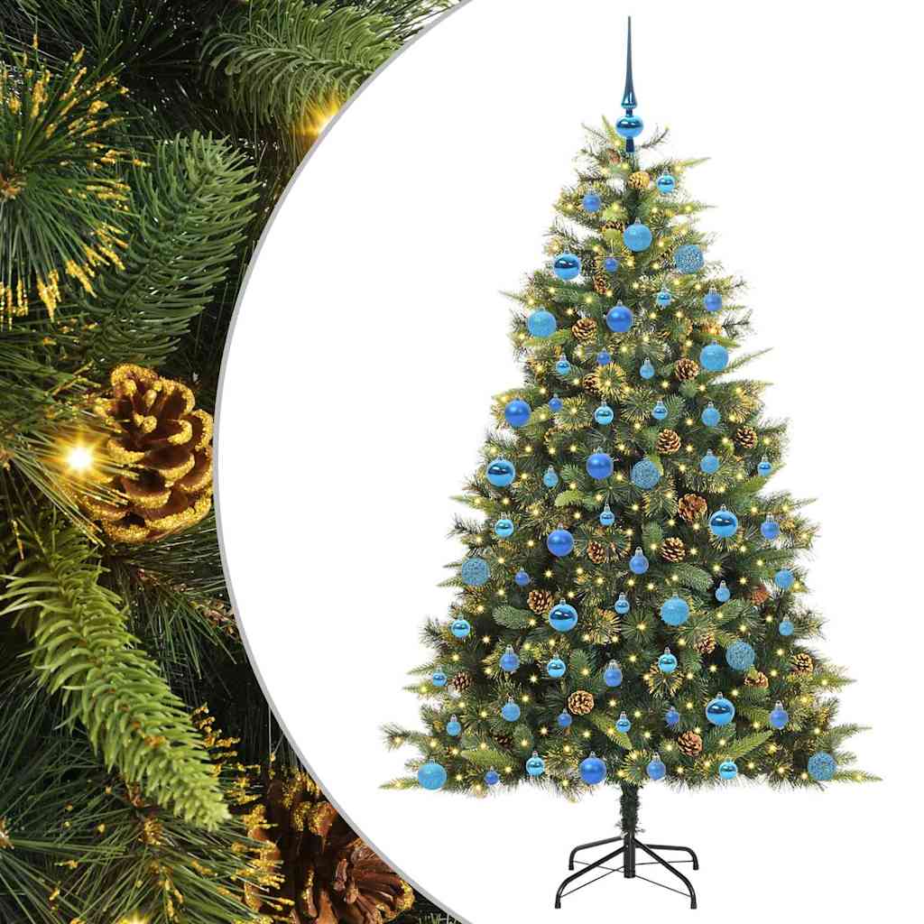 vidaXL Artificial Hinged Christmas Tree with Cones Green 180 cm - 45738