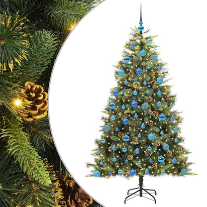 vidaXL Artificial Hinged Christmas Tree with Cones Green 180 cm - 45738