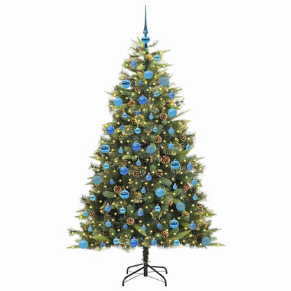 vidaXL Artificial Hinged Christmas Tree with Cones Green 180 cm - 45738