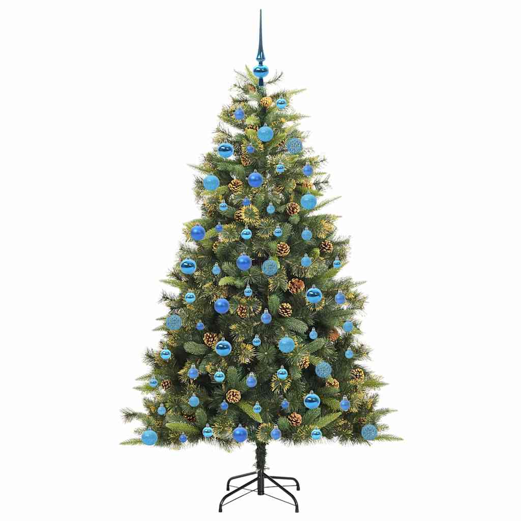 vidaXL Artificial Hinged Christmas Tree with Cones Green 180 cm - 45738