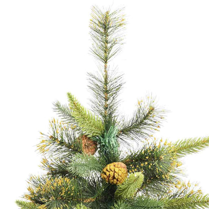 vidaXL Artificial Hinged Christmas Tree with Cones Green 210 cm