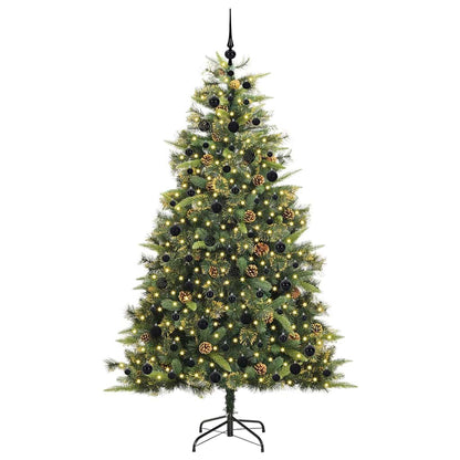 vidaXL Artificial Hinged Christmas Tree with Cones Green 210 cm