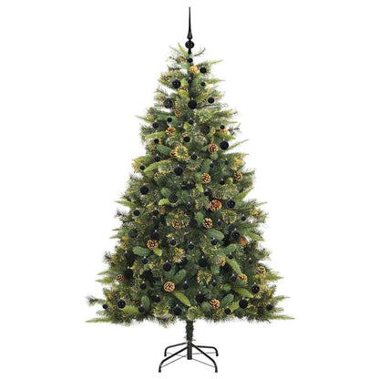 vidaXL Artificial Hinged Christmas Tree with Cones Green 210 cm