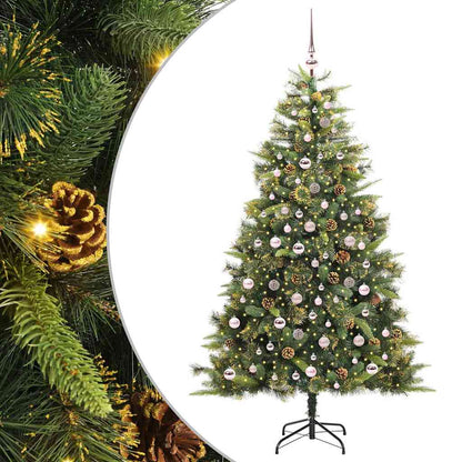vidaXL Artificial Hinged Christmas Tree with Cones Green 210 cm - 45742