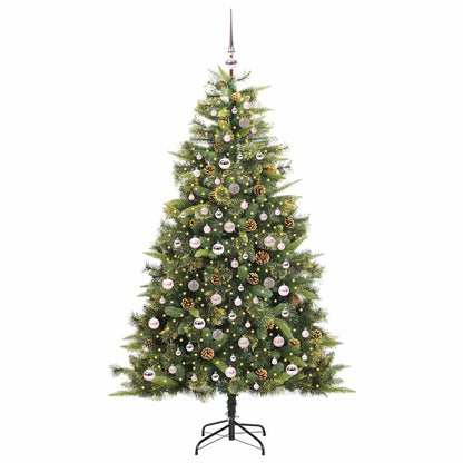 vidaXL Artificial Hinged Christmas Tree with Cones Green 210 cm - 45742