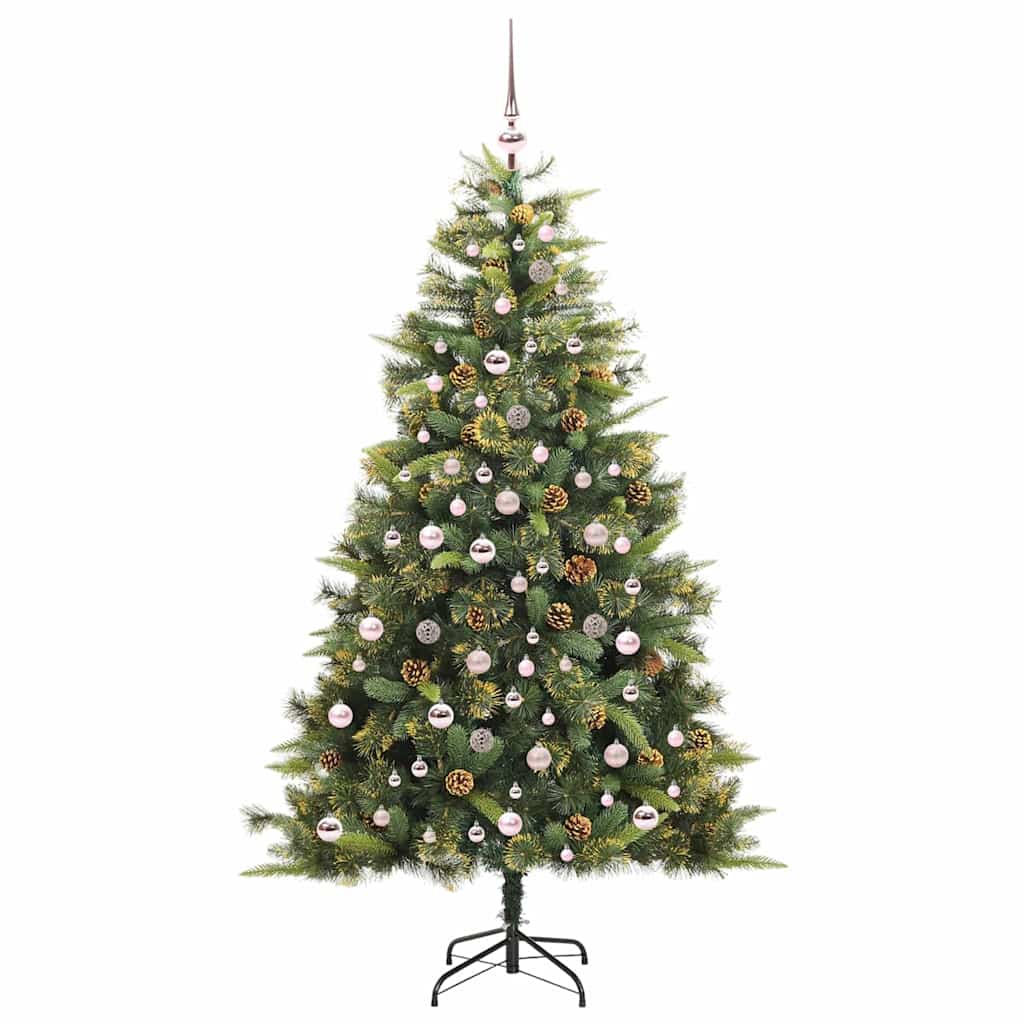vidaXL Artificial Hinged Christmas Tree with Cones Green 210 cm - 45742